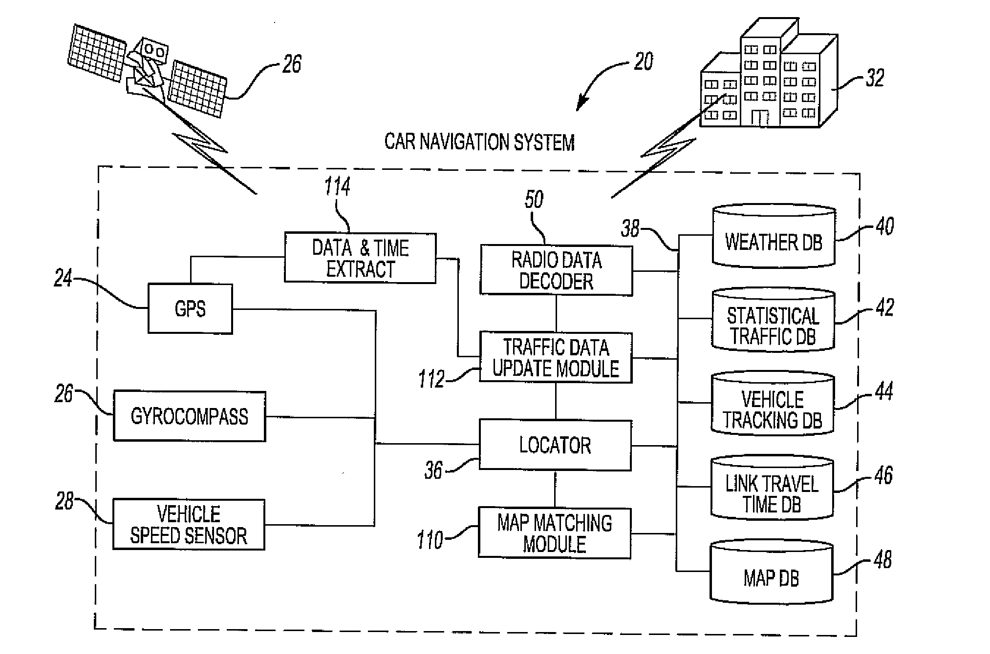 System and method for updating a statistical database in a vehicle navigation system