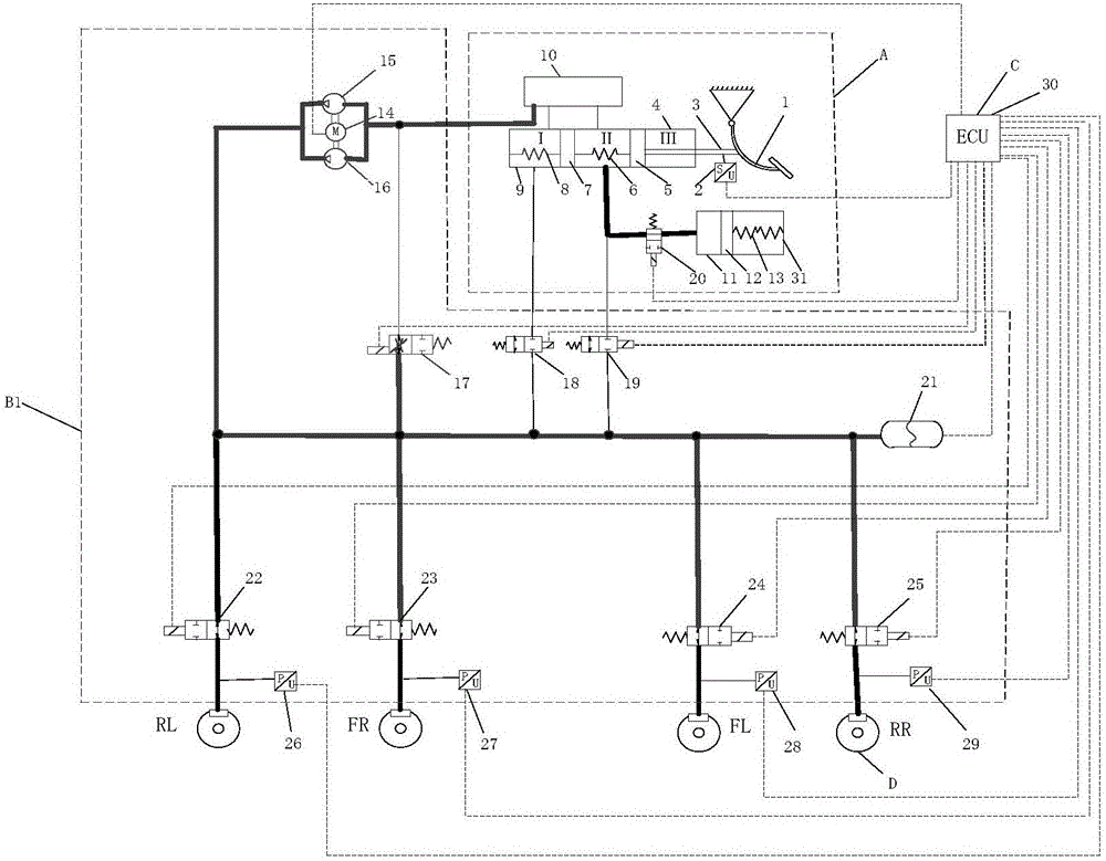 Wire control brake system based on time-division serial control and simultaneous parallel control
