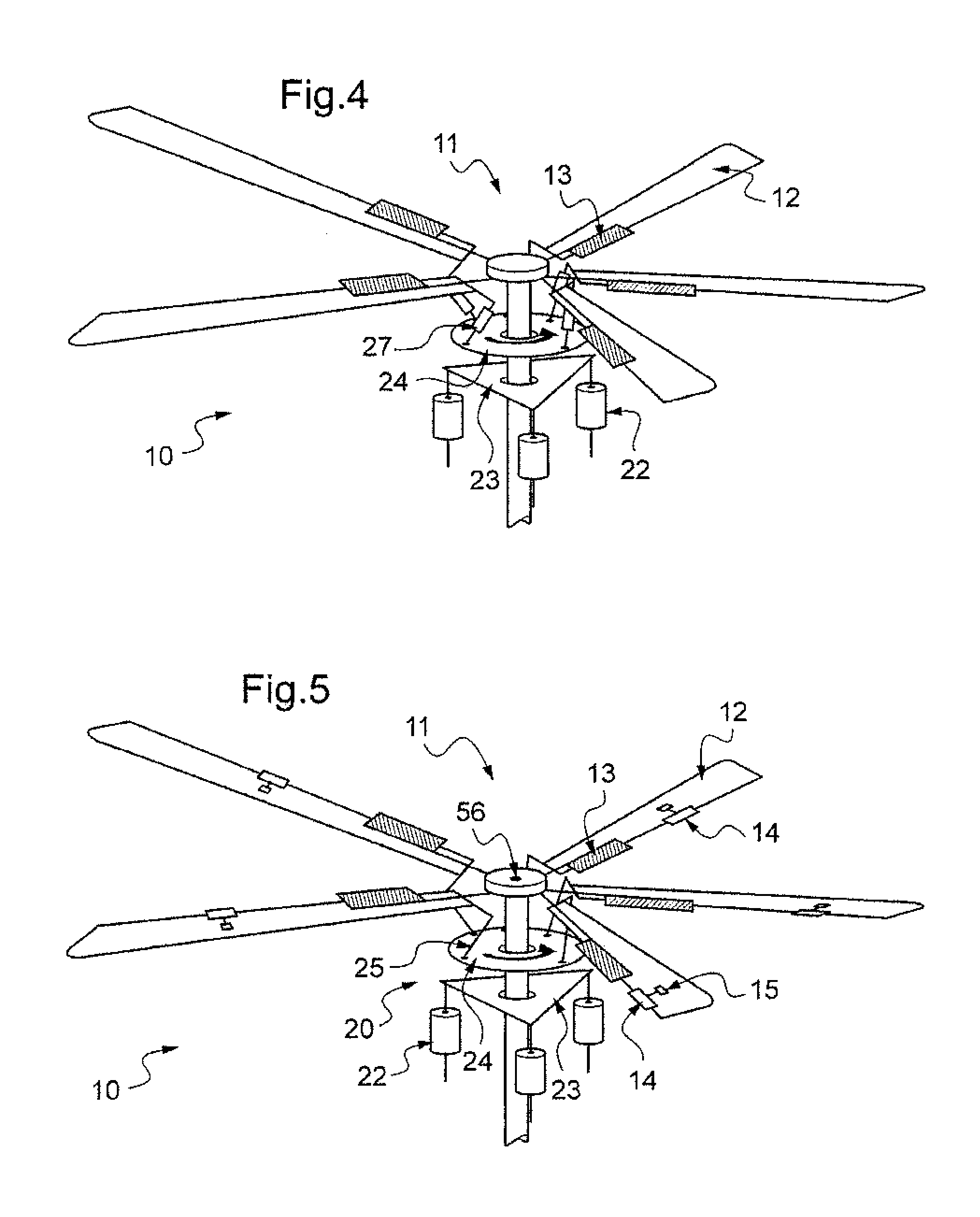 Device for varying blade pitch of a lift rotor