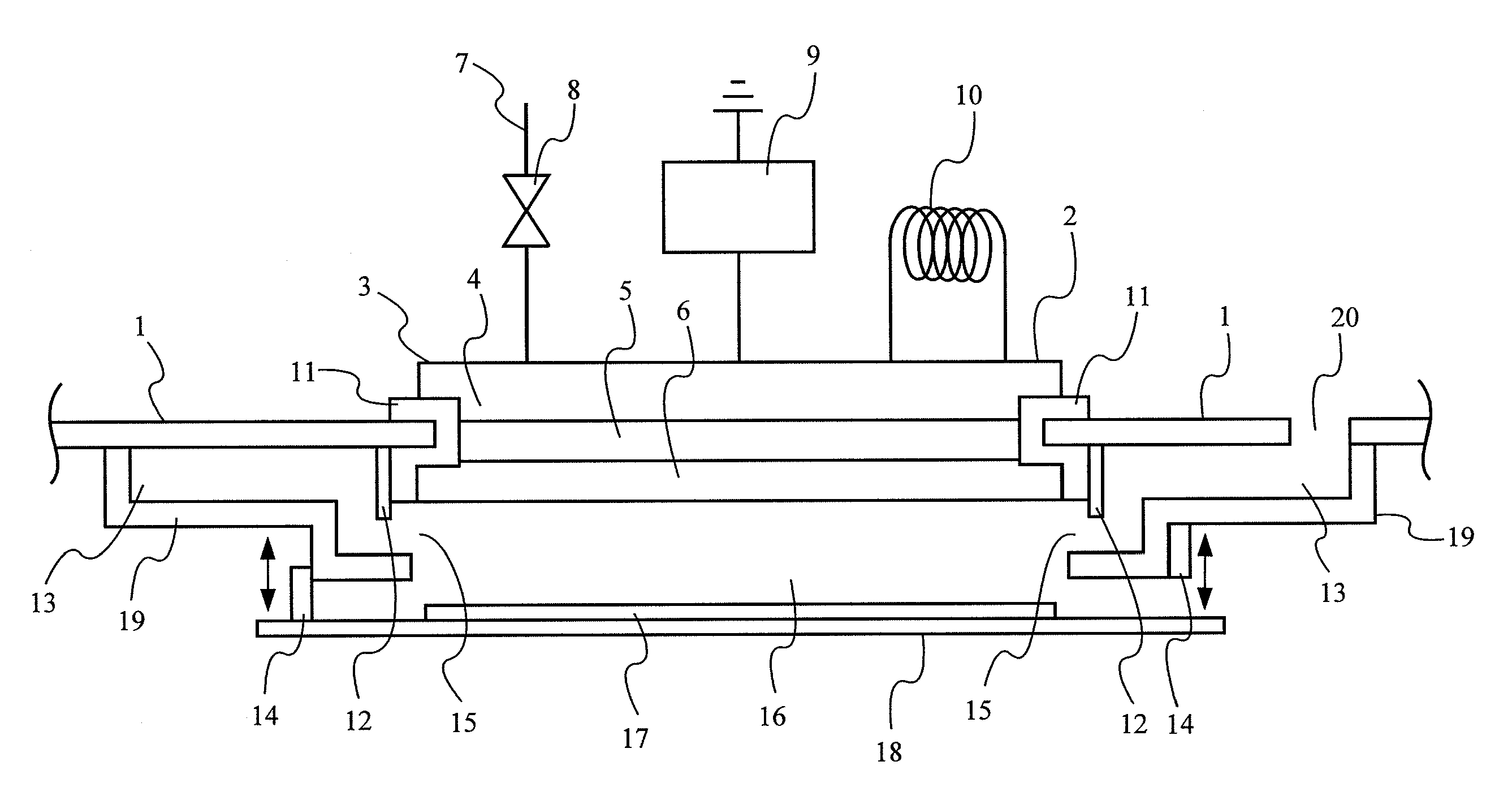 Electrode and arrangement with movable shield