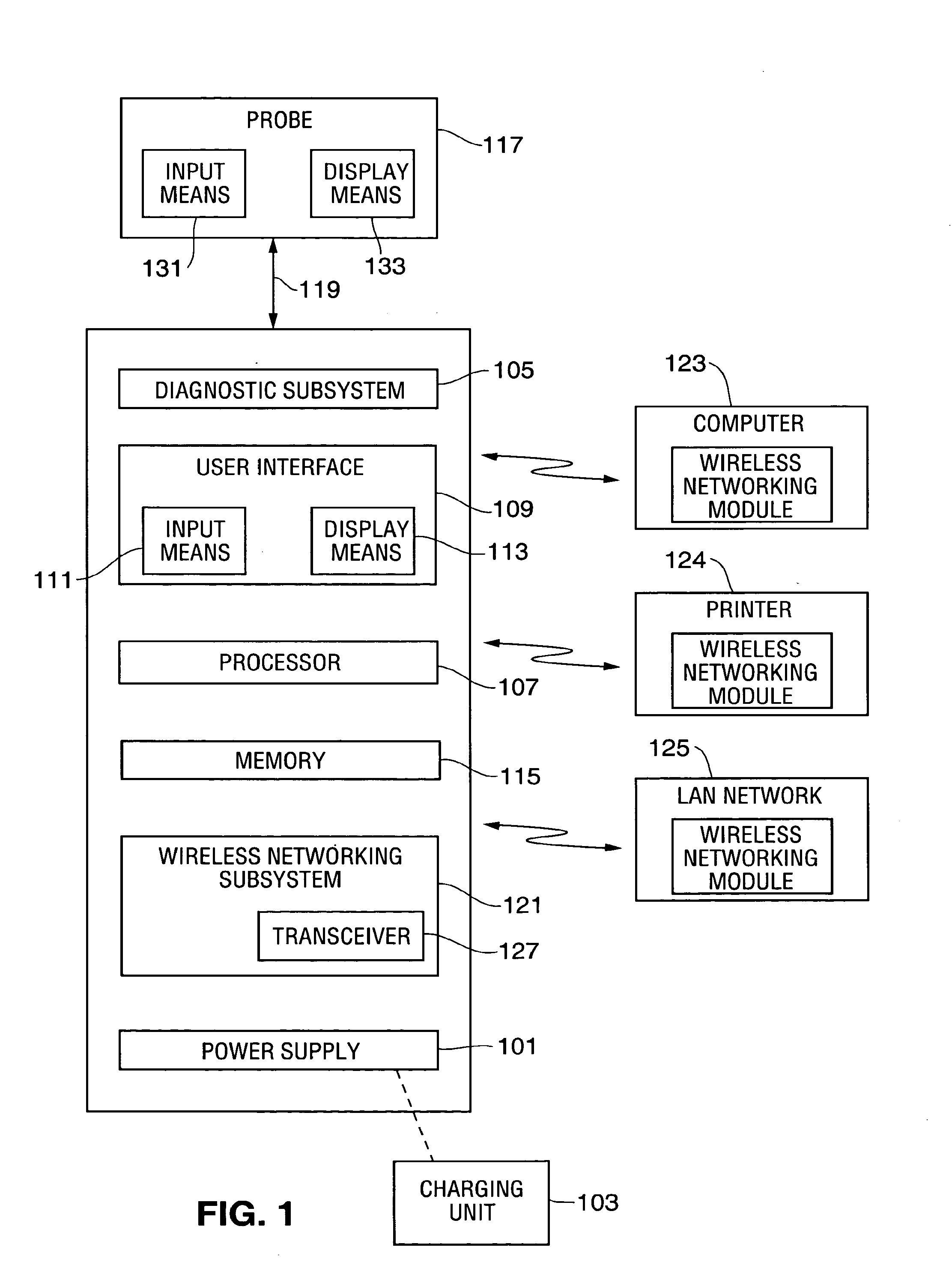 Modular wireless auditory test instrument with intelligent transducers