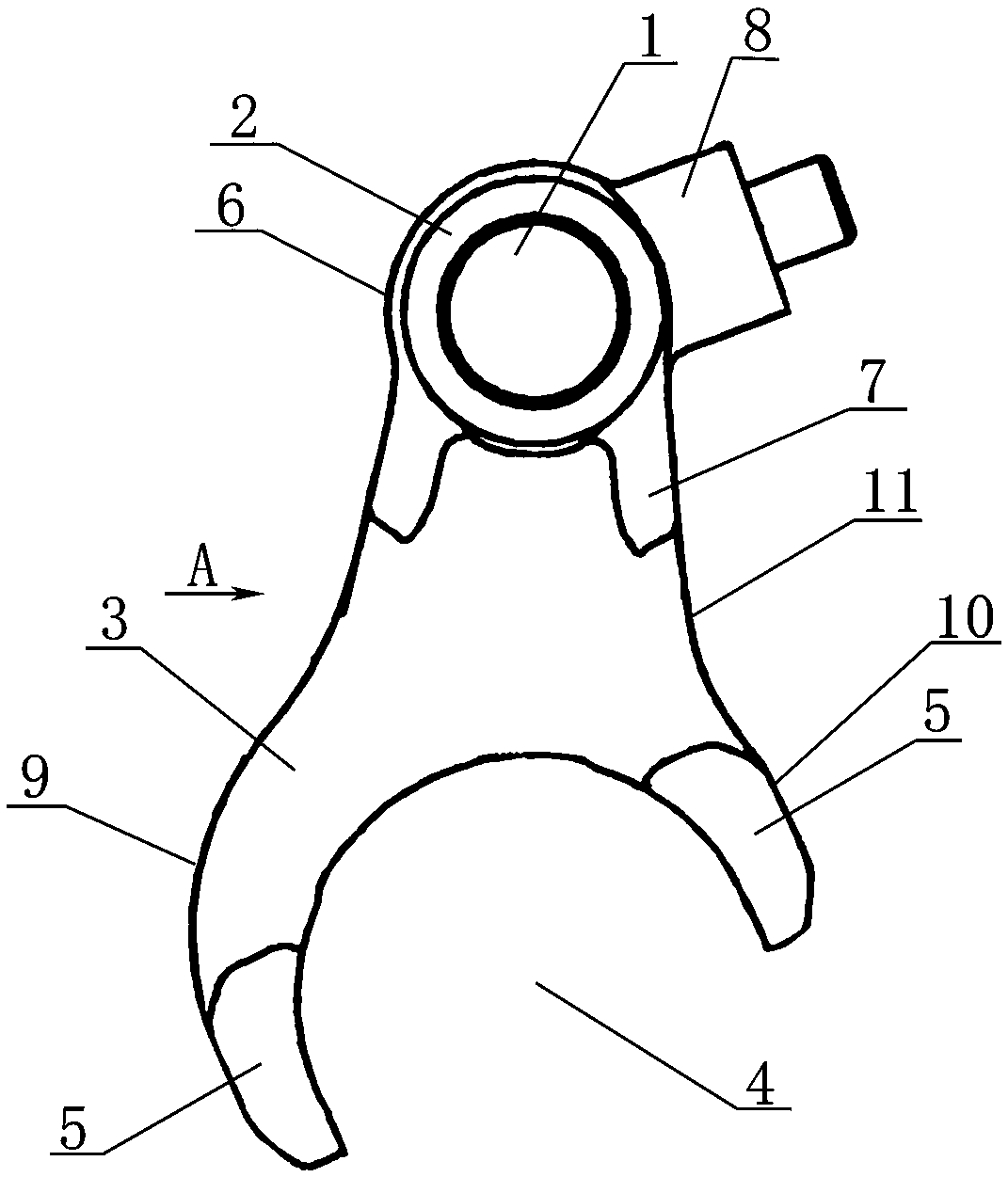 Transmission spindle shifting fork structure