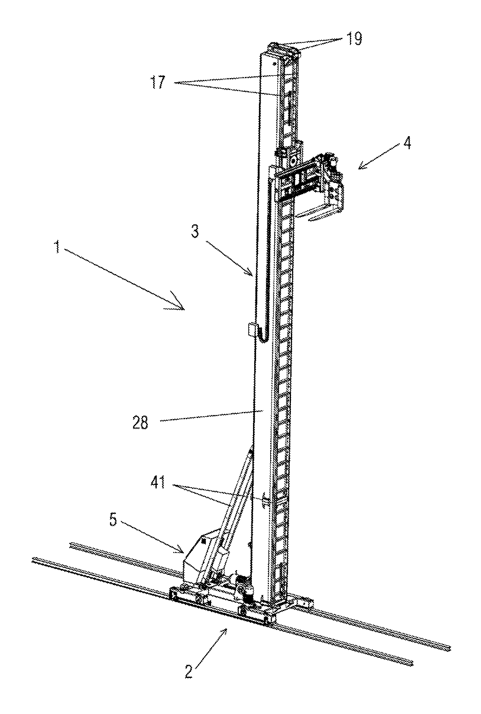 Transelevator for Handling Pallets, Pallet-Removal Device Mounted on Said Transelevator and Goods Storage System