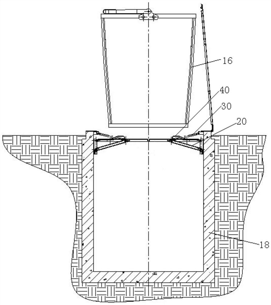 Buried ground safety protection structure and buried garbage collection device