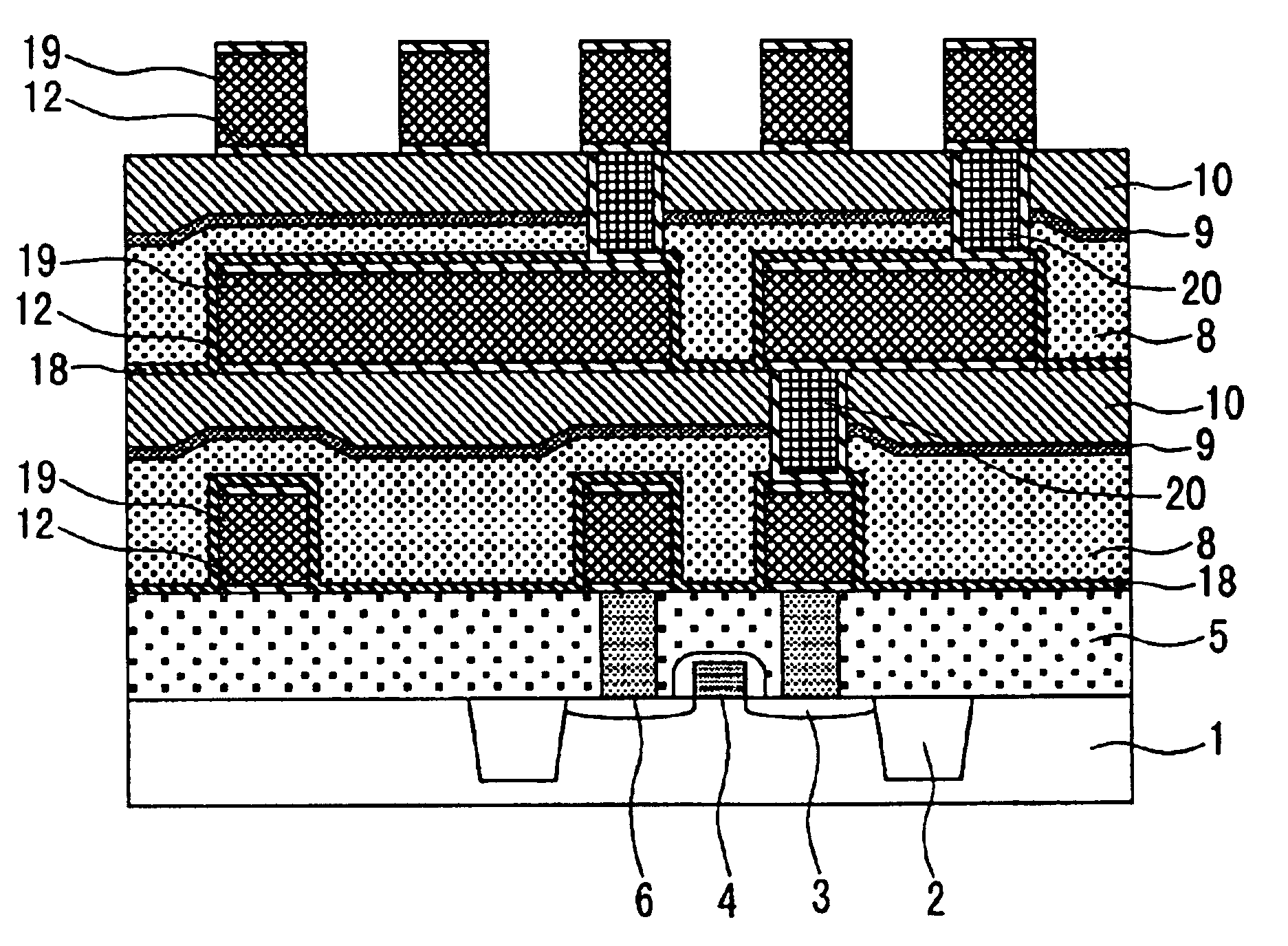 Semiconductor device having low-K insulating film
