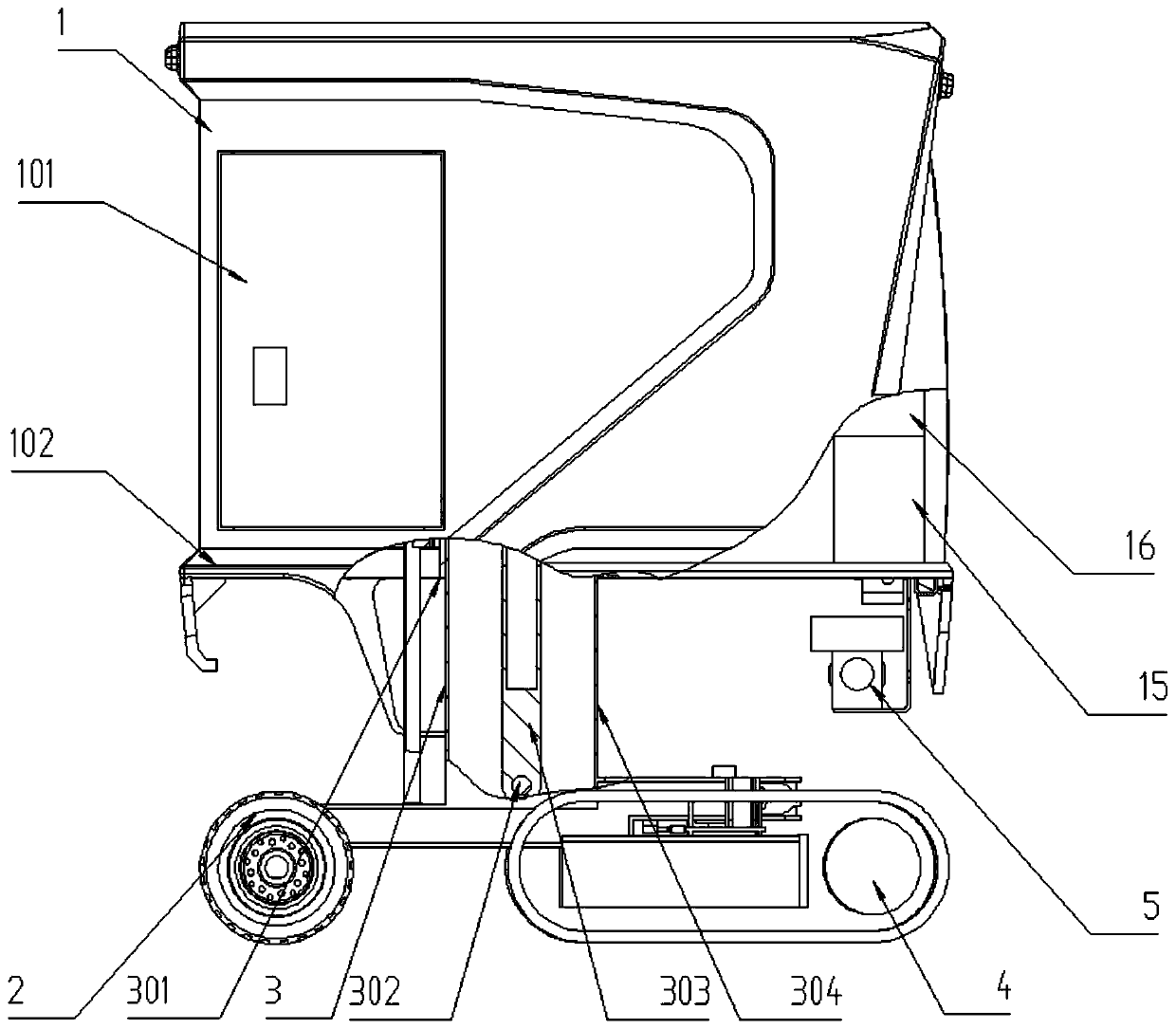 Liftable self-propelled type steering travelling box type device