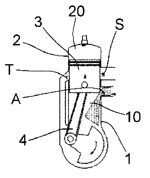 Discharge valve assembly for two-stroke engine, provided with cooling, non-contacting seal and self-cleaning