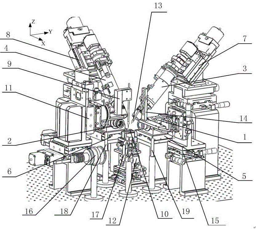 Assembling device for micron-size axle and hole