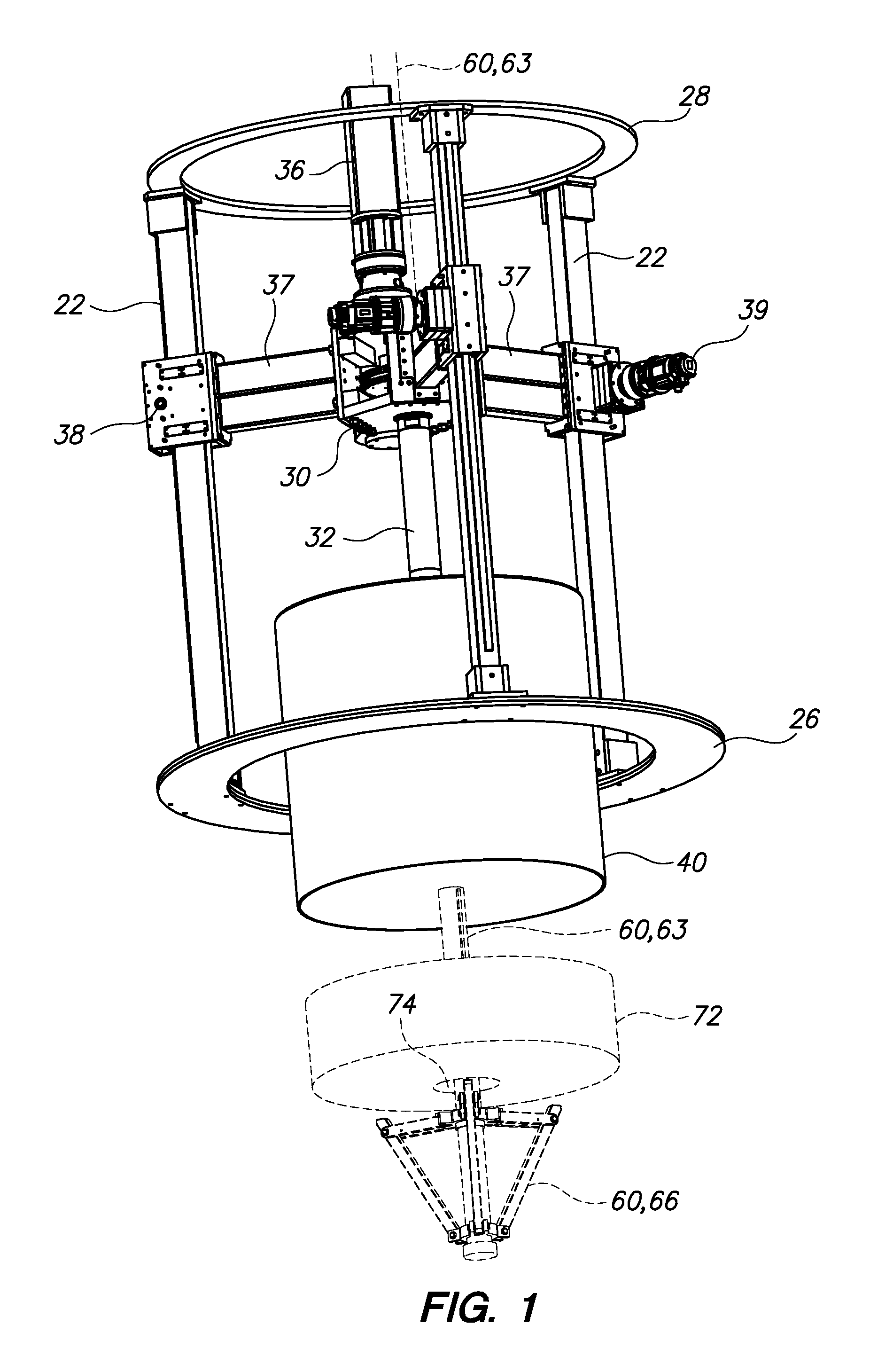 Automated core drilling device capable of mating with a center-mounted core-catching device
