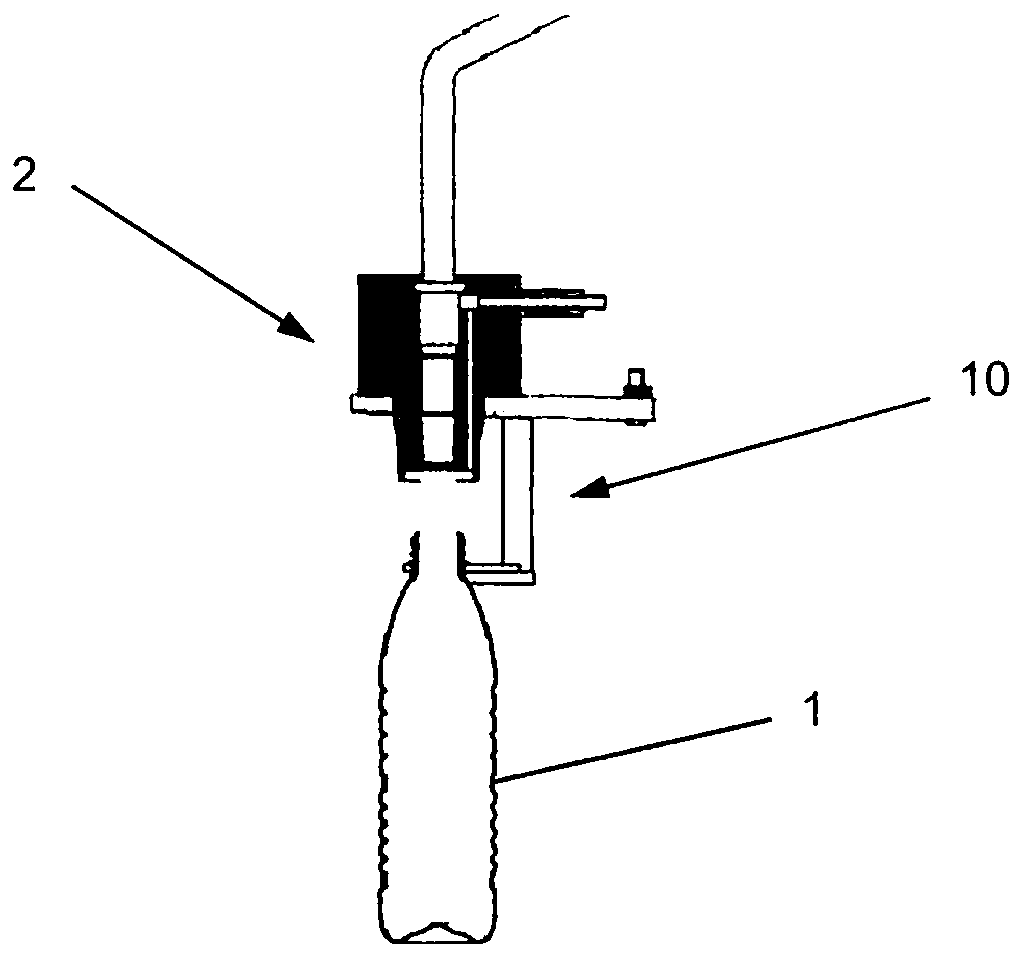 Container holder for a free jet filler