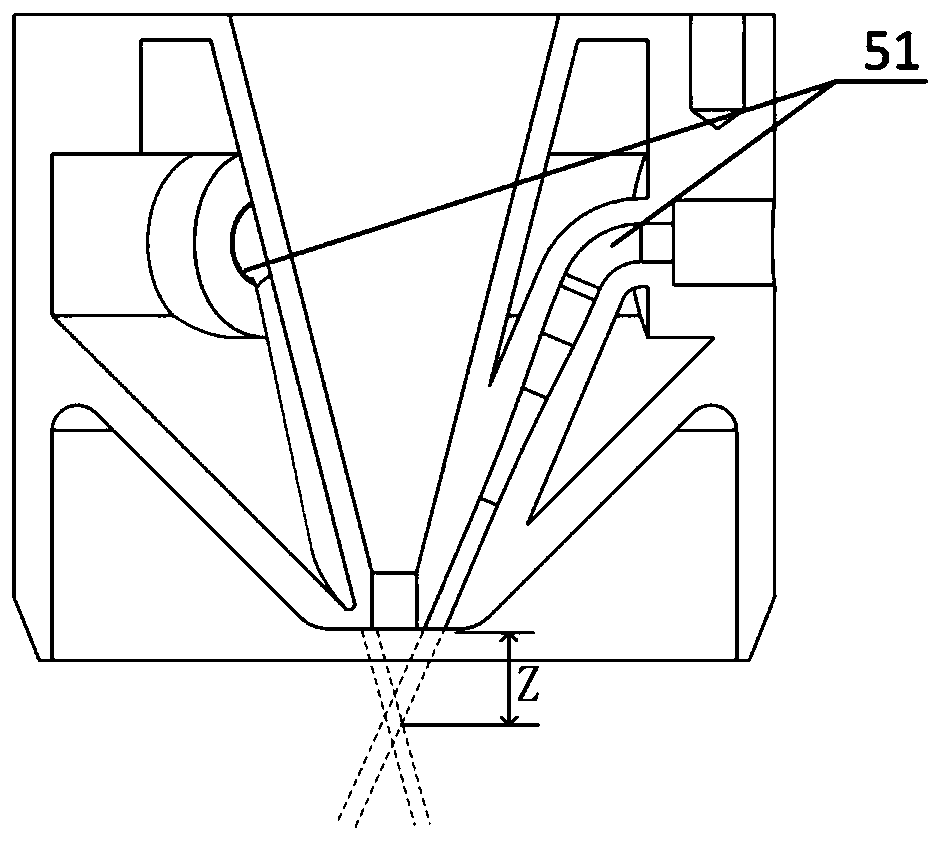 Laser cladding device based on 3D printing and spraying nozzle of laser cladding device