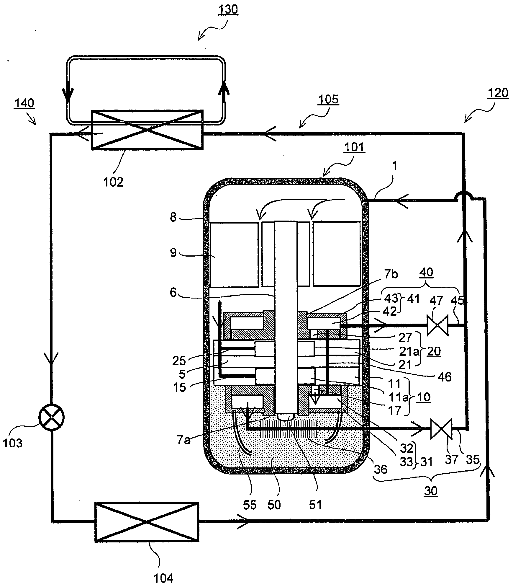 Refrigerant compressor and heat pump device