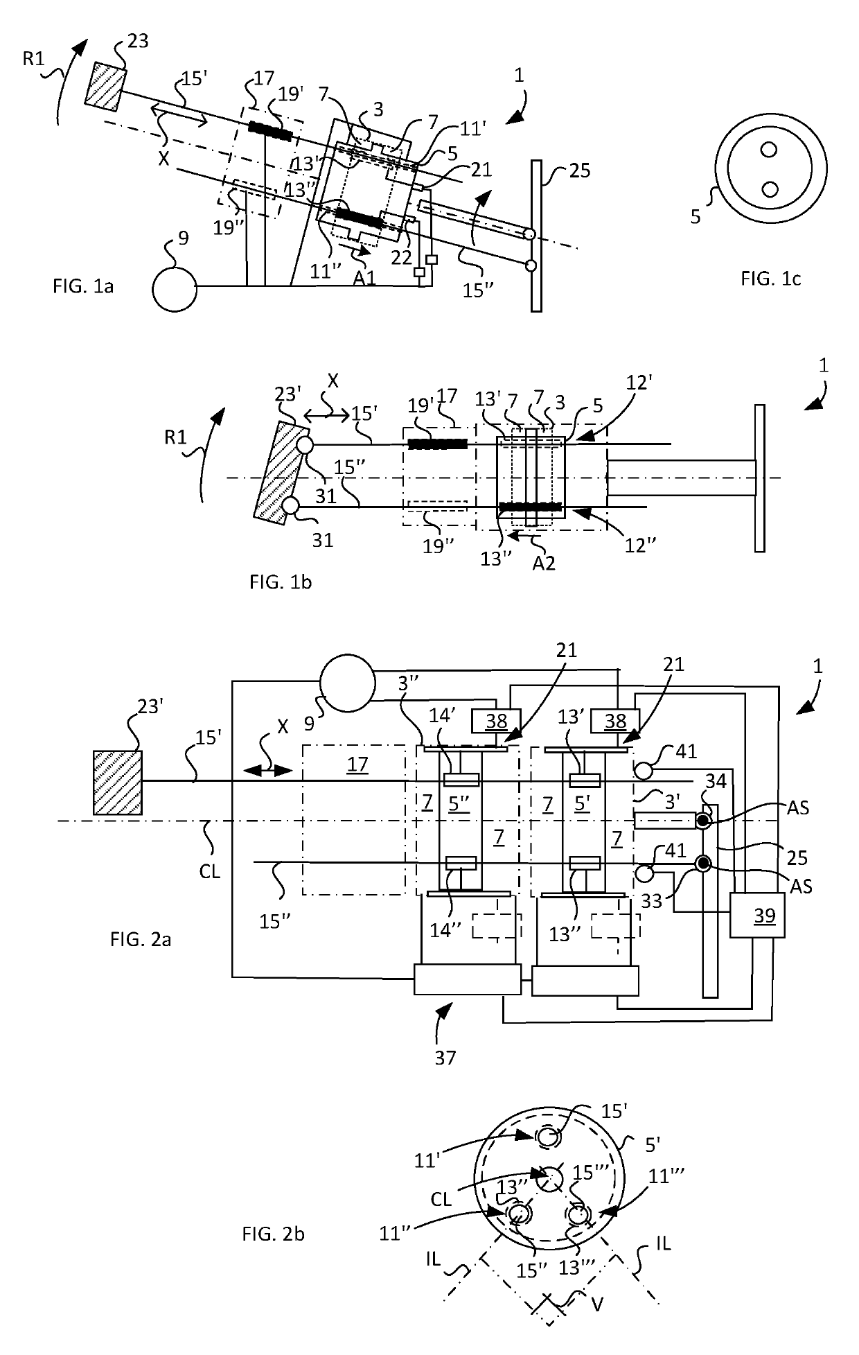 An actuator having at least two rods arranged for individually motion