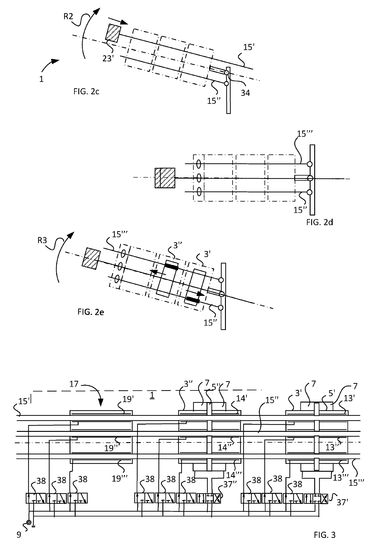 An actuator having at least two rods arranged for individually motion