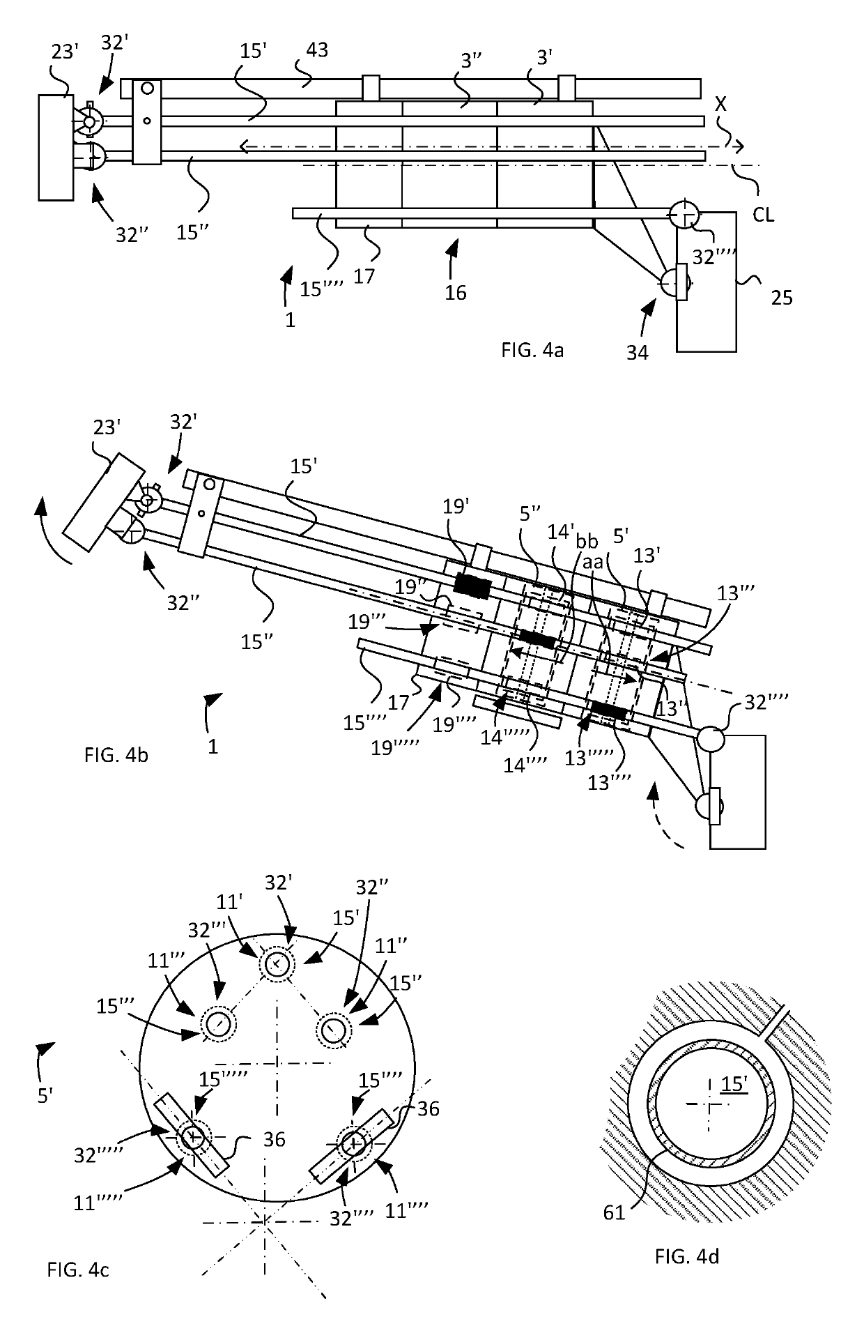 An actuator having at least two rods arranged for individually motion