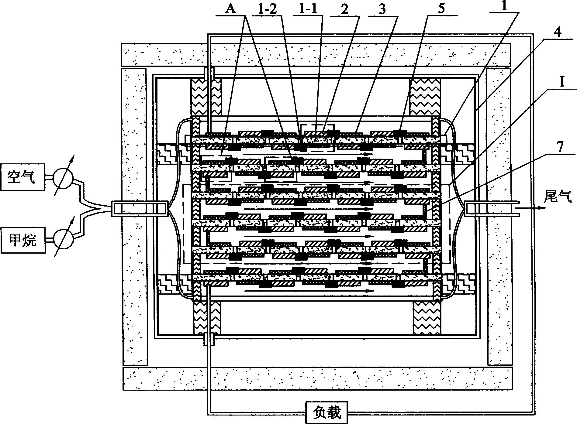 Group battery composed of single air chamber solid oxide fuel cell