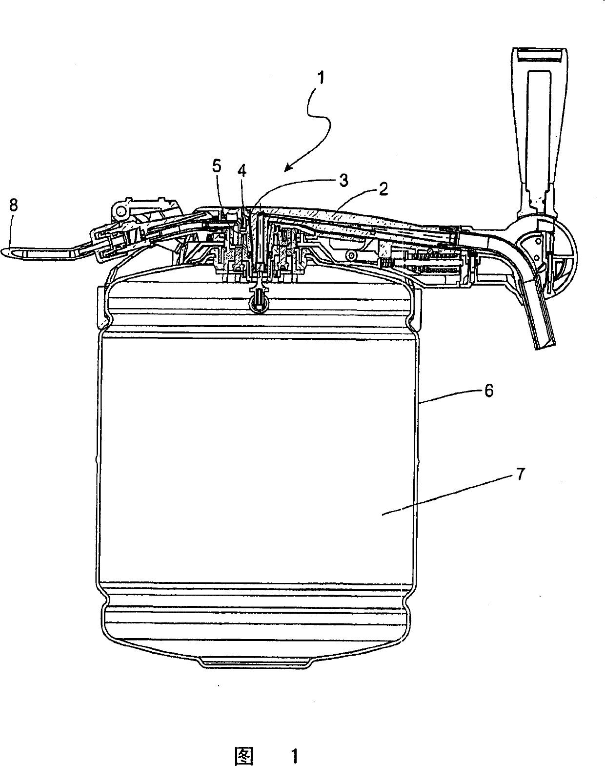 Valve assembly with positioning means for a keg with an inner bag