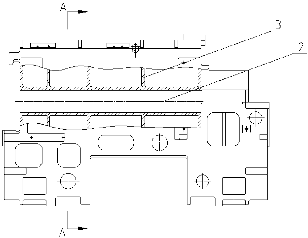 A double-layer structure inclined bed of a turning center and its manufacturing method