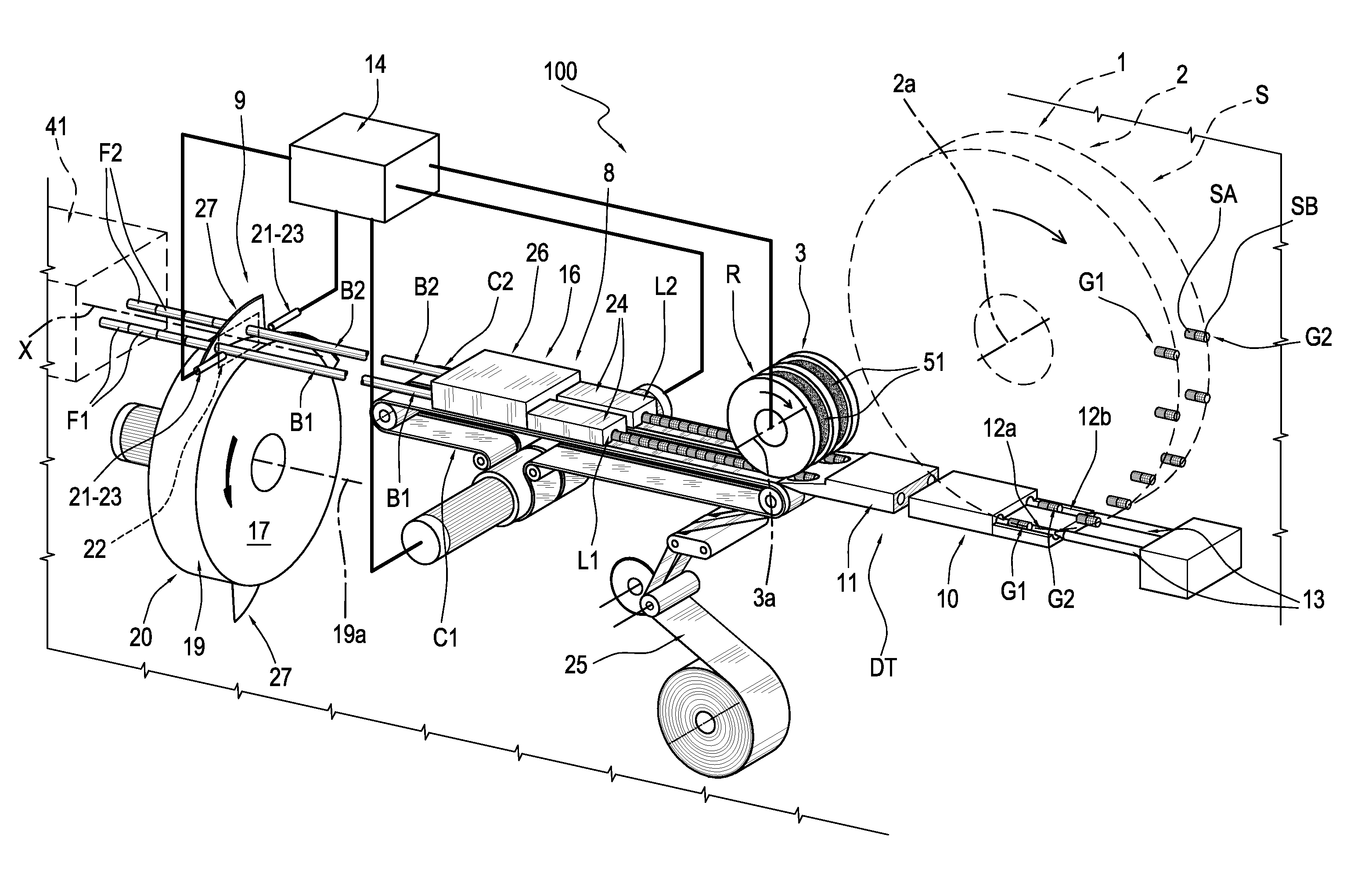 Machine and method for manufacturing composite filters