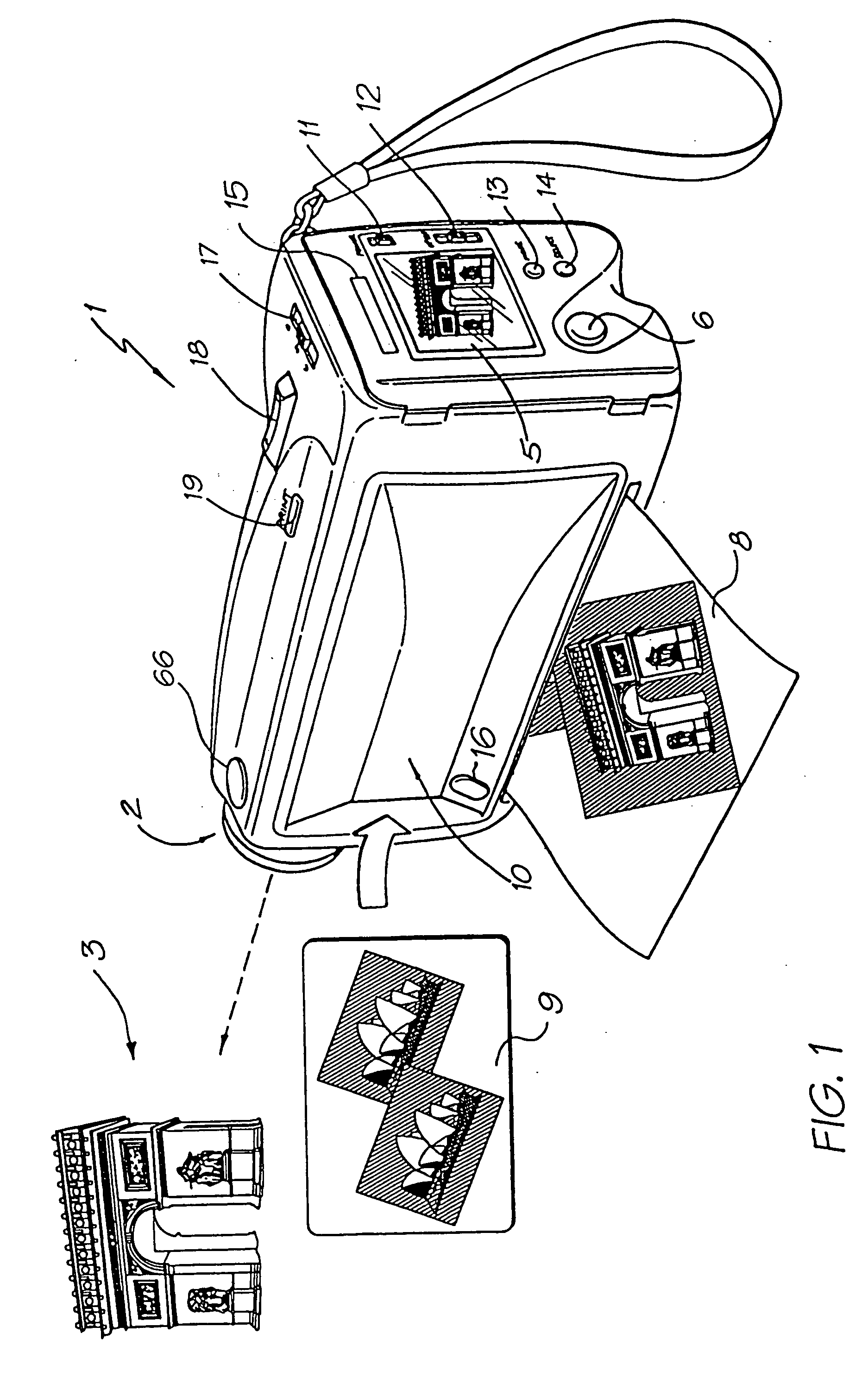 Portable camera with inbuilt printer device