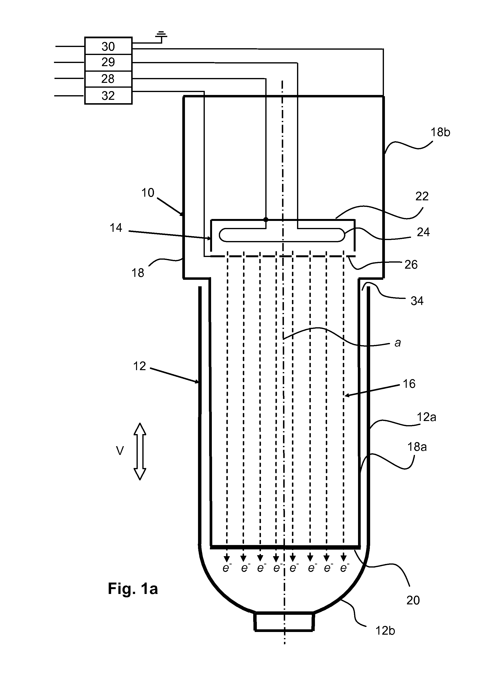 Device and method for sterlizing packaging containers by electron beam