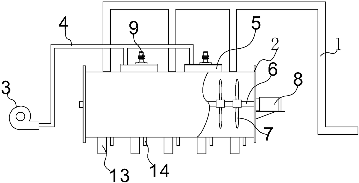 Foam sheet machine pre-storage material device capable of effectively preventing particle damage