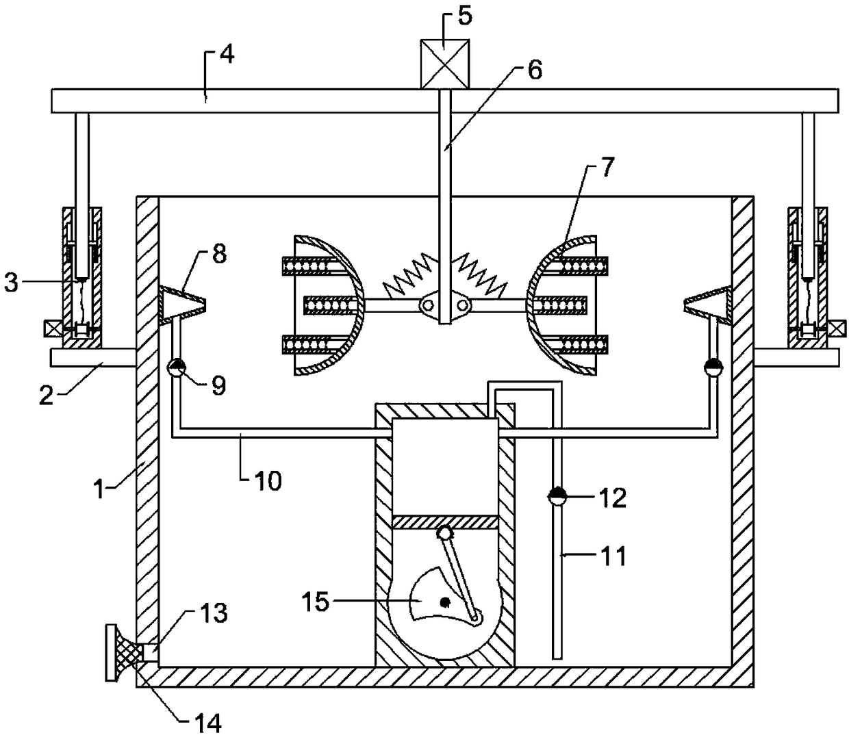 Up-and-down motion-based convection type environment-friendly sewage treatment equipment