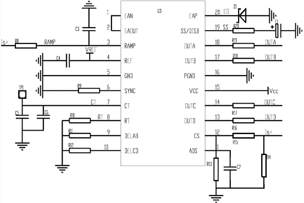 Phase-shifted full-bridge peak current control circuit based on PWM (Pulse Width Modulation) controller