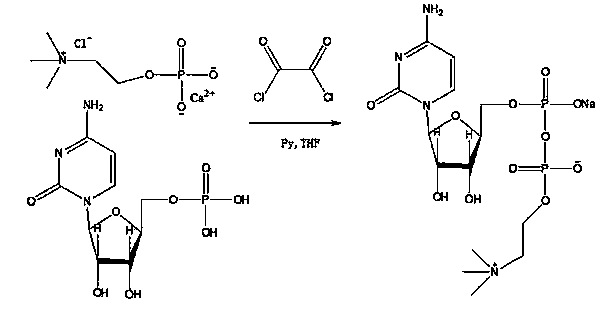 Method for preparing citicoline sodium by utilizing oxalyl chloride