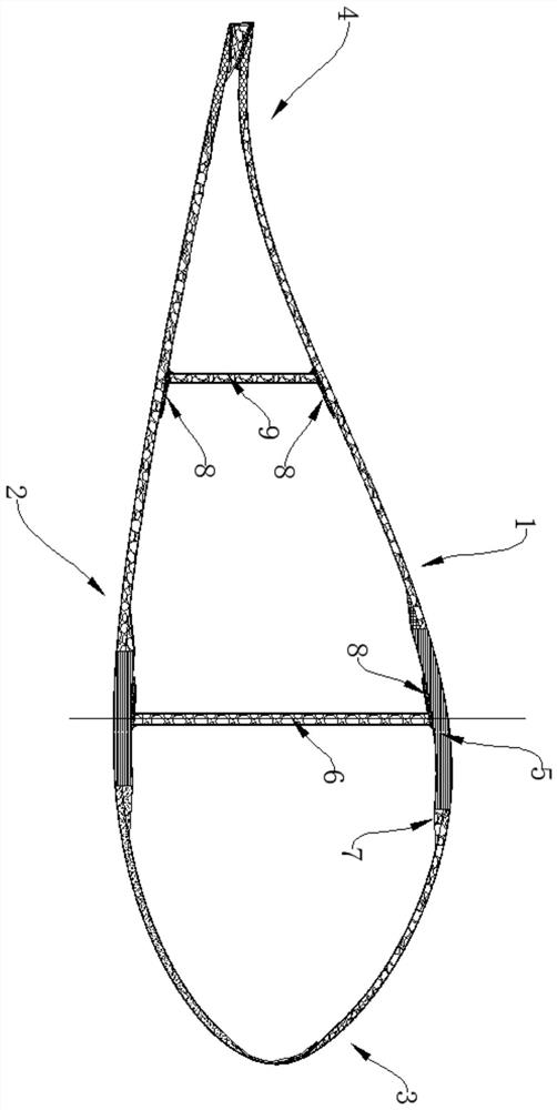 Modular wind power blade chordwise block connecting structure