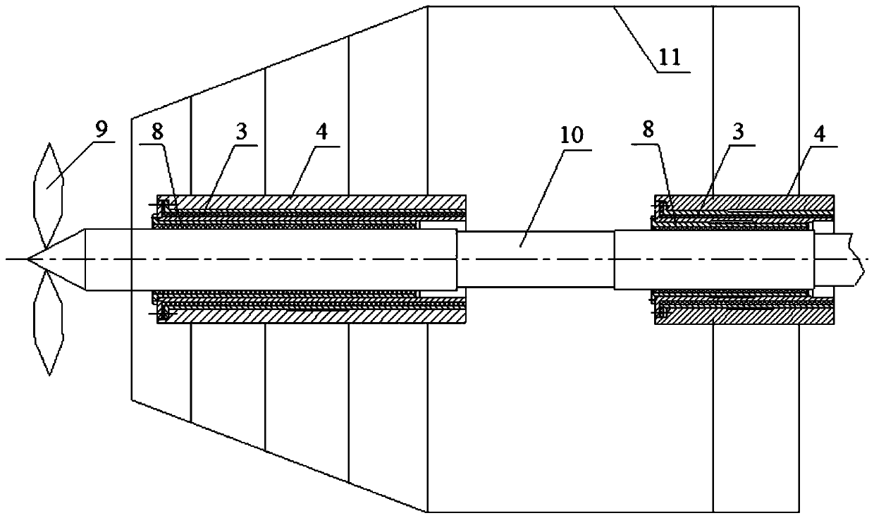 A casting damping device for stern bearing and its preparation method