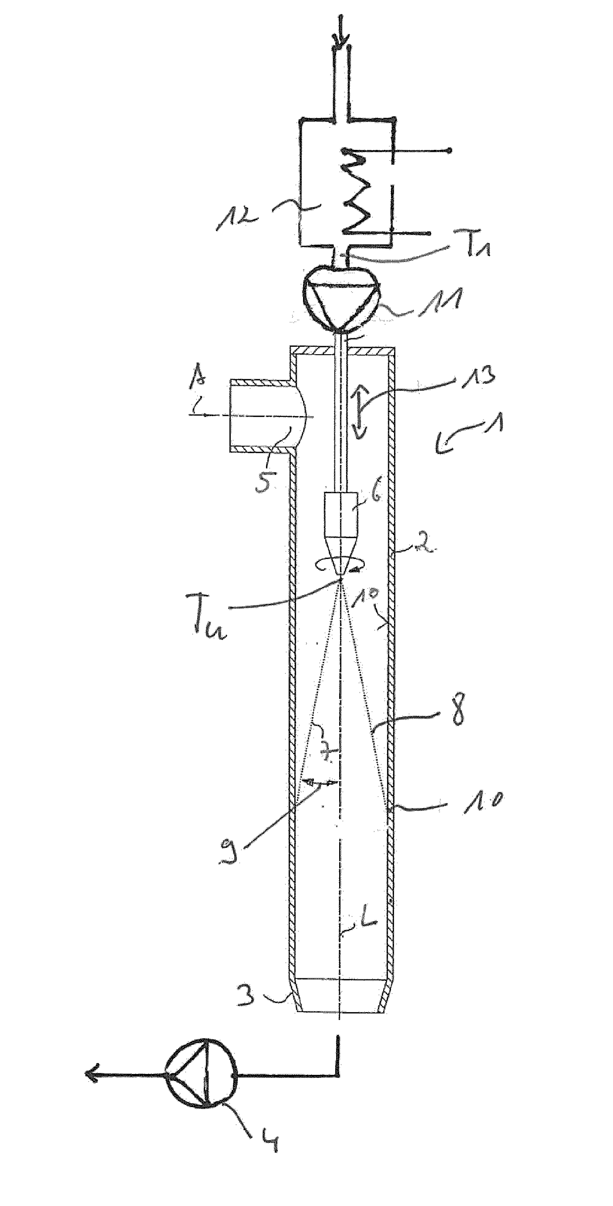 Method and device for producing a conversion product, in particular starch paste