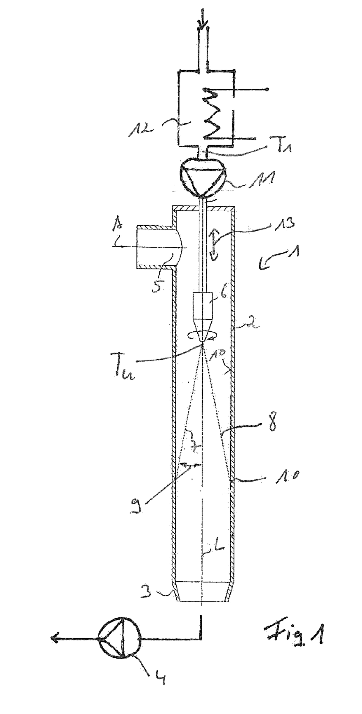 Method and device for producing a conversion product, in particular starch paste