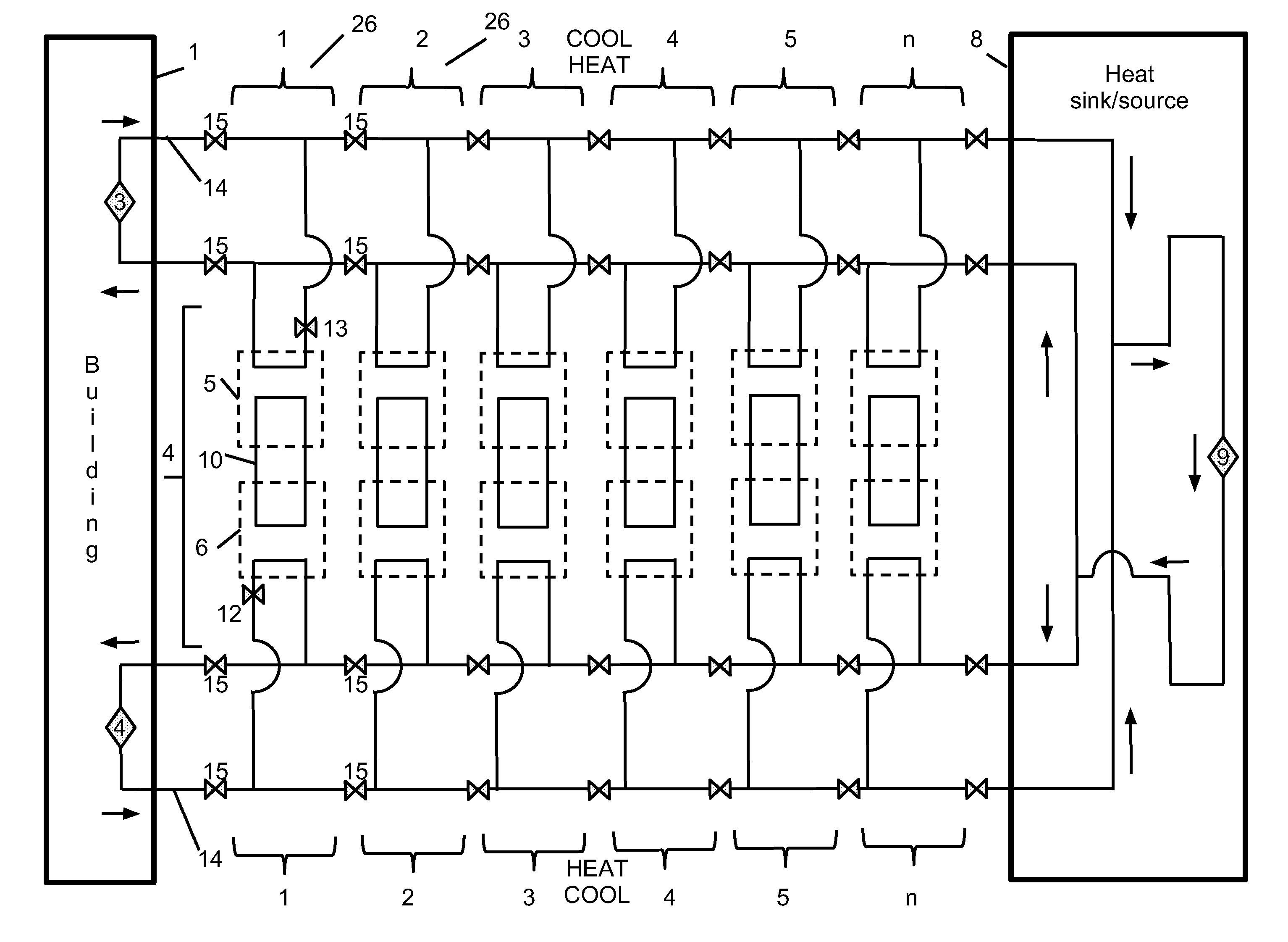 Modular chiller heater reversing/non-reversing conversion apparatus and method