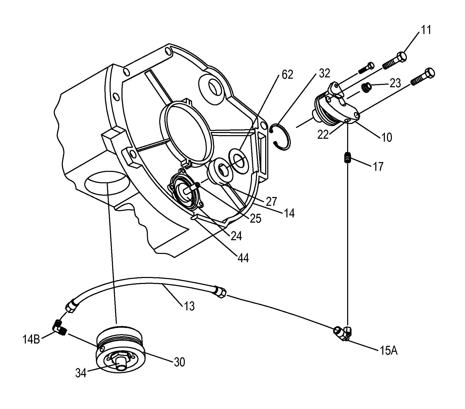 Layshaft end bearing retrofit with external positive oil pressure delivery