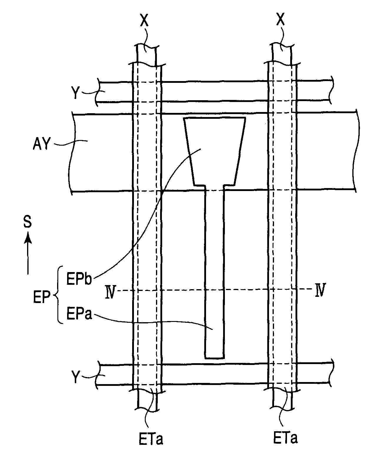 Liquid crystal display device with pixel electrode having trapezoidal shape