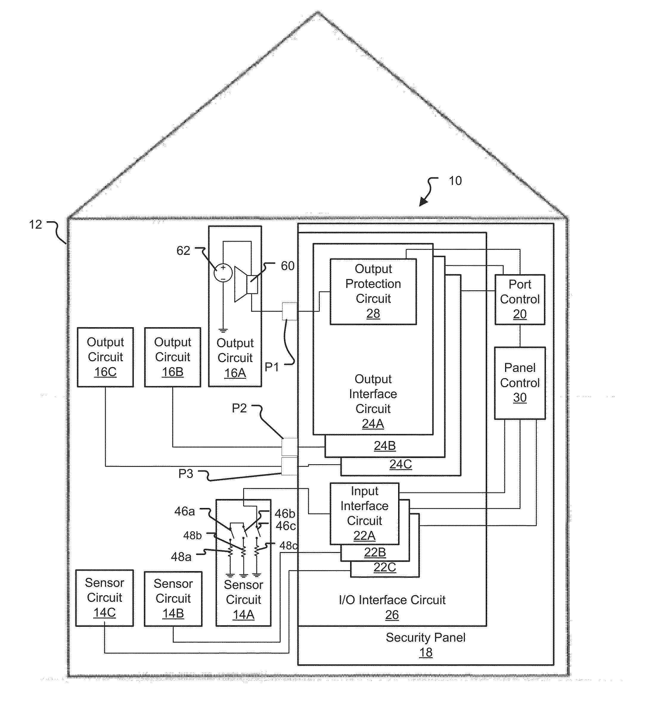 Security System Output Interface with Overload Detection and Protection