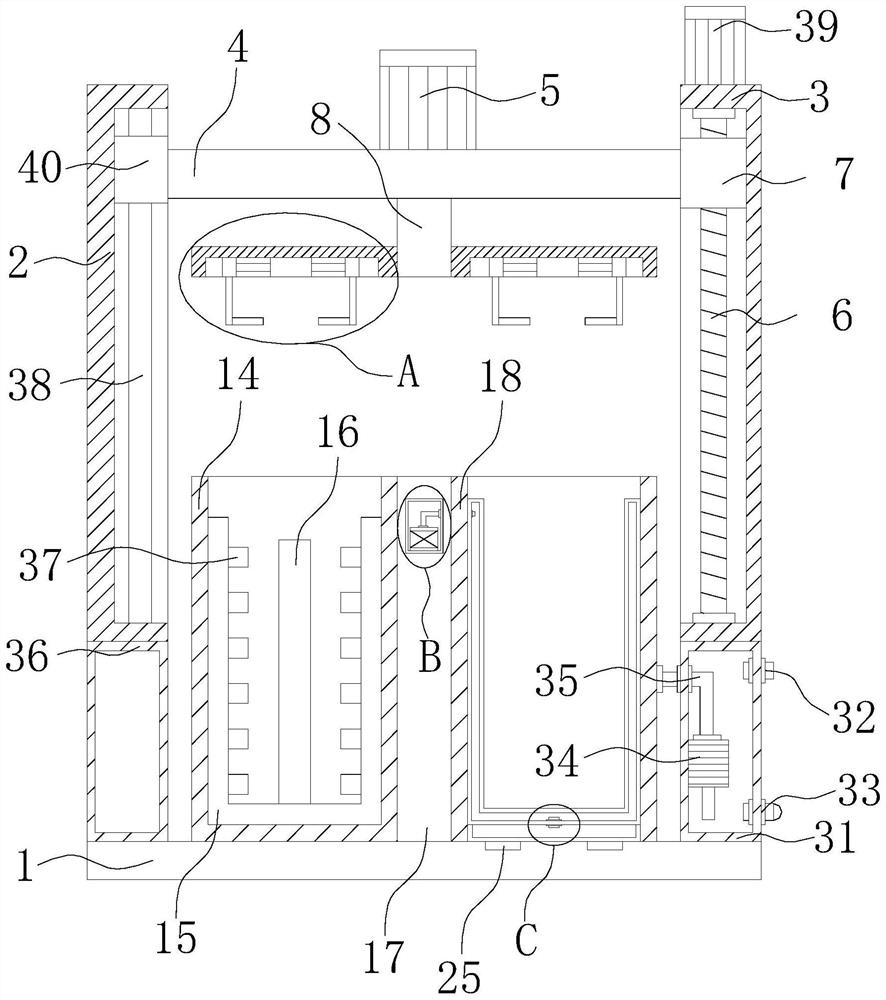 A heat treatment device for processing parts of conveying machinery