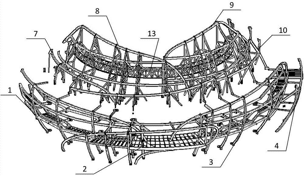 Multi-curve petal truss structure and construction method thereof