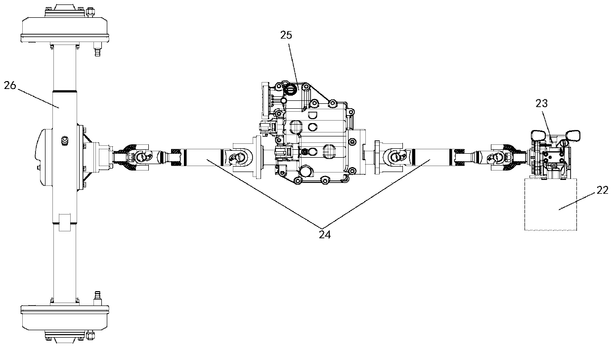 Power take-off reverse gear device of motor tricycle