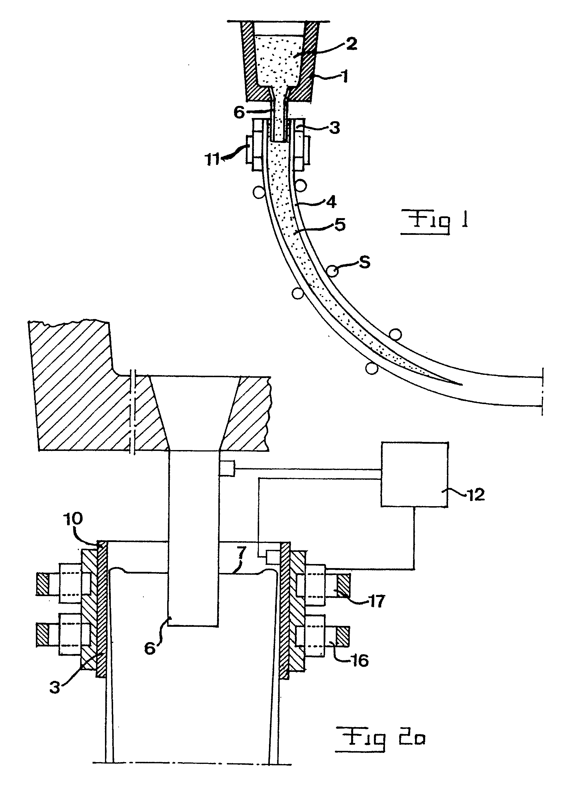 Device and a method for continuous casting