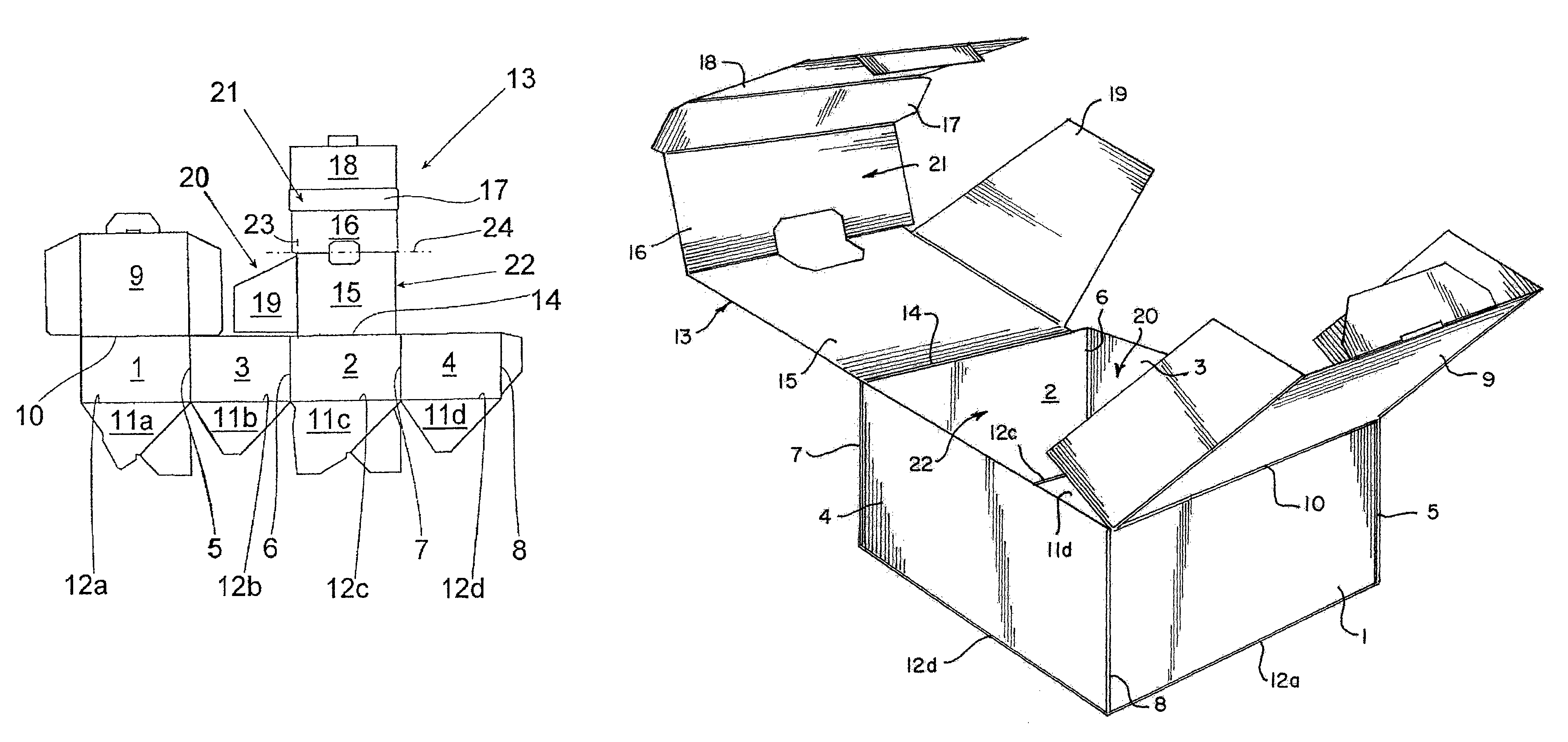 Folding carton and corresponding manufacturing machine