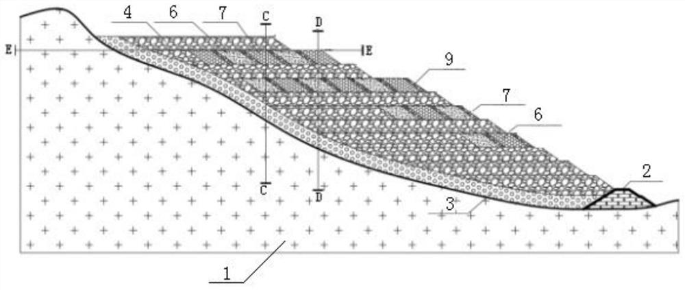 Dumping site stacking and discharging method