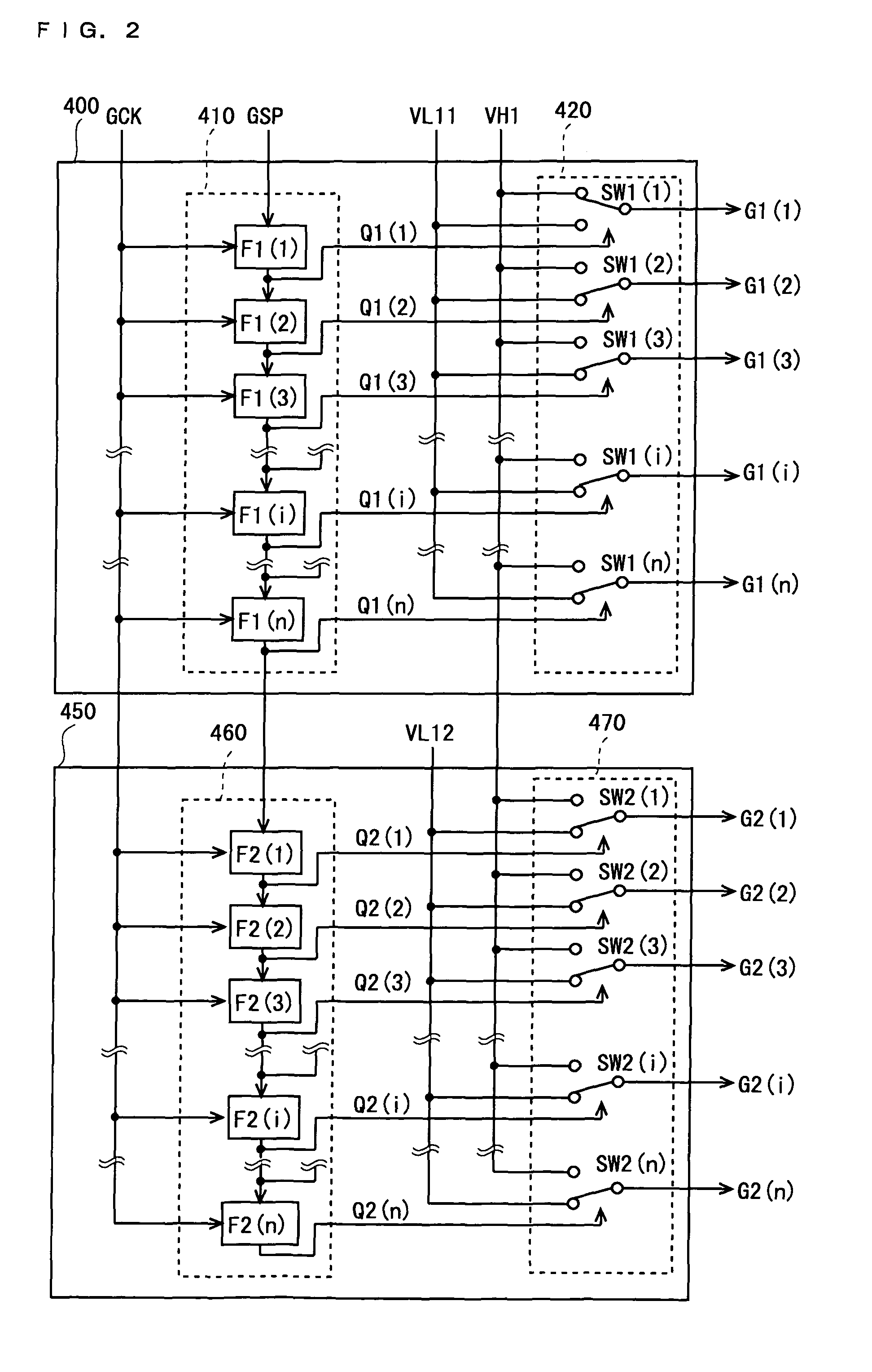 Display device including first and second scanning signal line groups