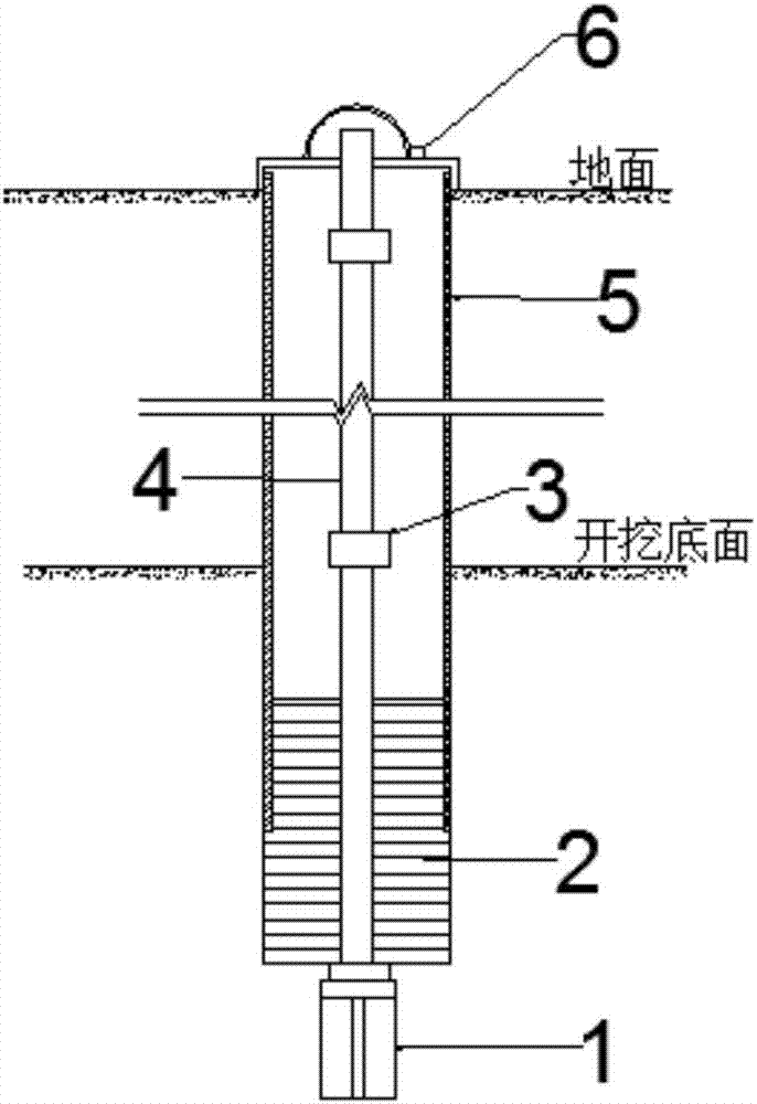 Excavation face bottom settlement deformation monitoring device and use method thereof