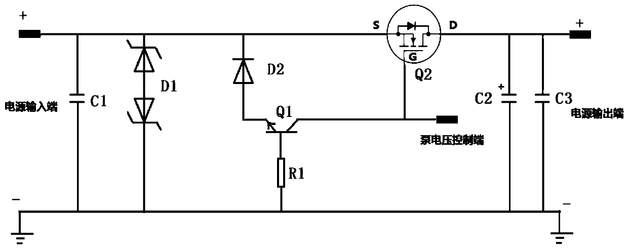 Vehicle-mounted power supply circuit resistant to electric transient conduction