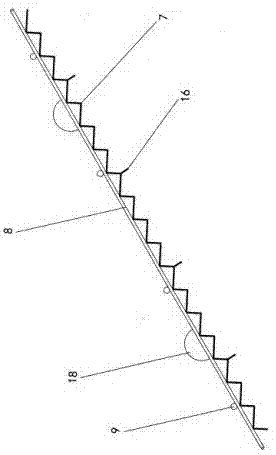 Stair step template supporting device provided with shear wall at two sides and supporting method