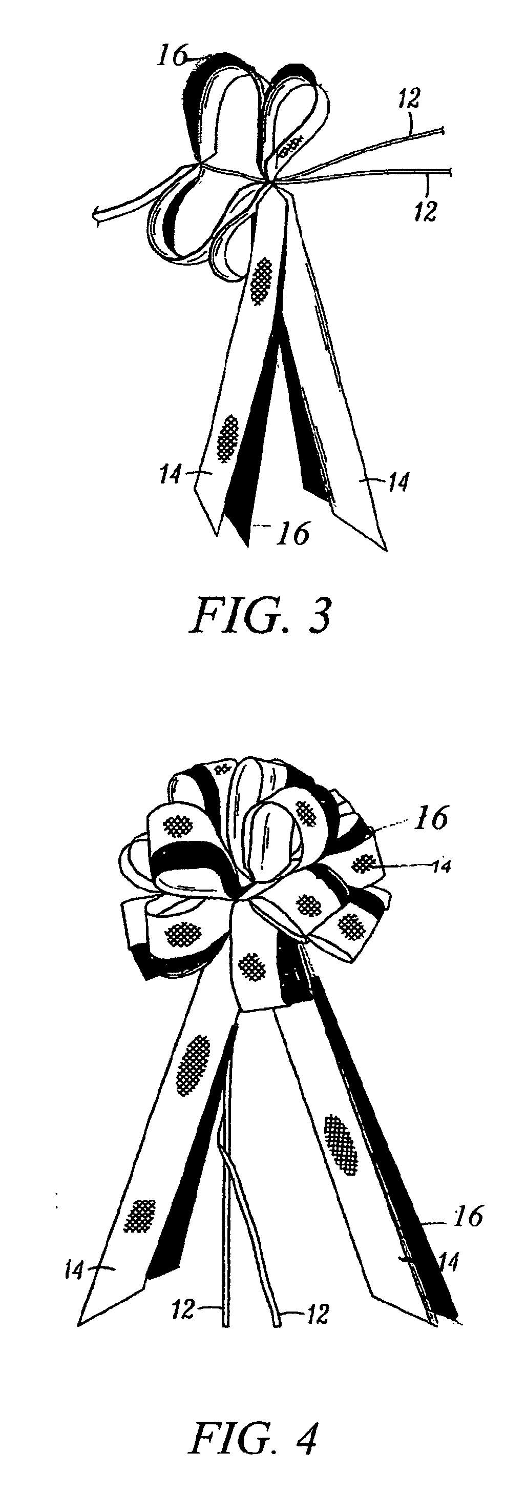 Decorative pull bow made with two or more layers of same or different width of ribbon