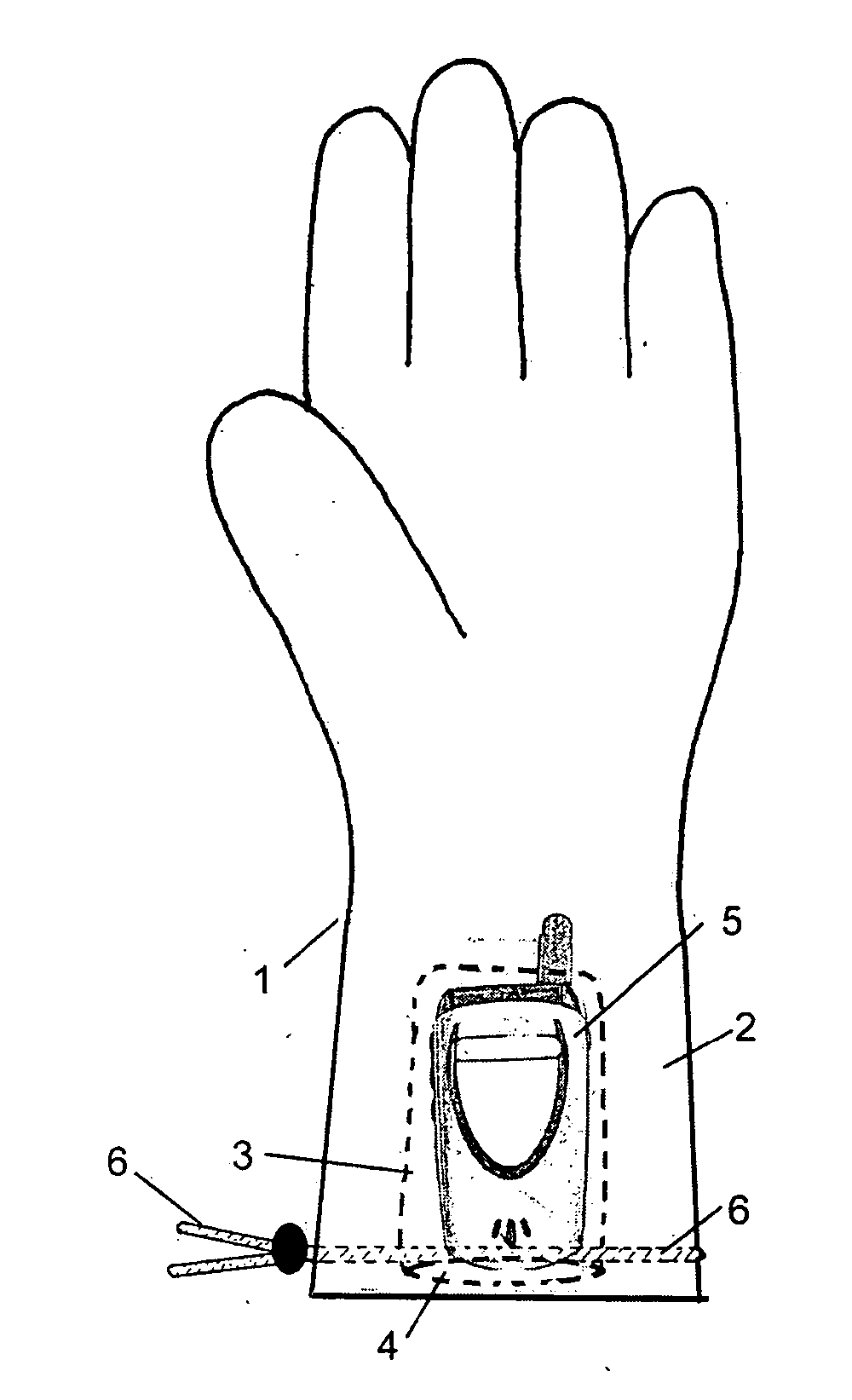 Glove with cuff mounted holder for cell phone