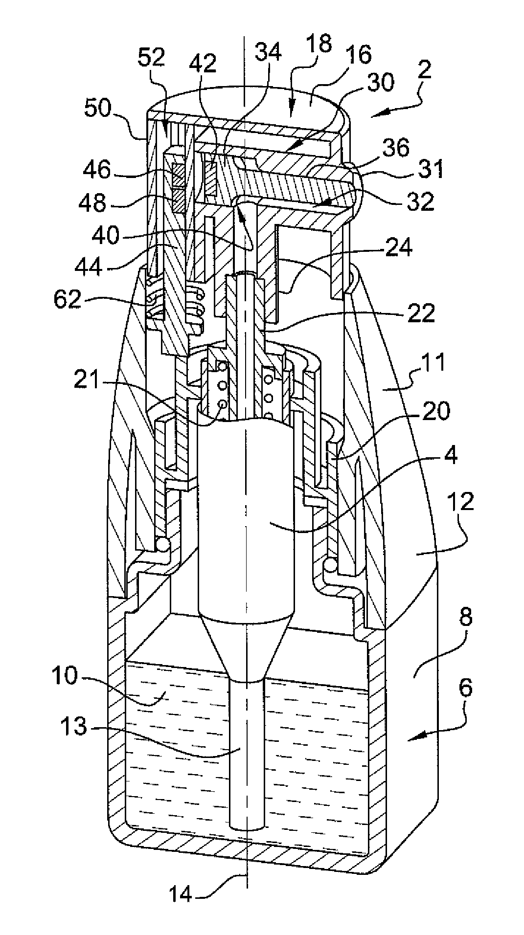 Dispenser member for dispensing a care product, makeup, or a toiletry